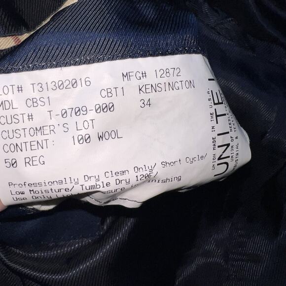 BURBERRY Sport Coat Size 50R Navy Pinstripe Wool Jacket Kensington Blazer FLAWED - Picture 11 of 11